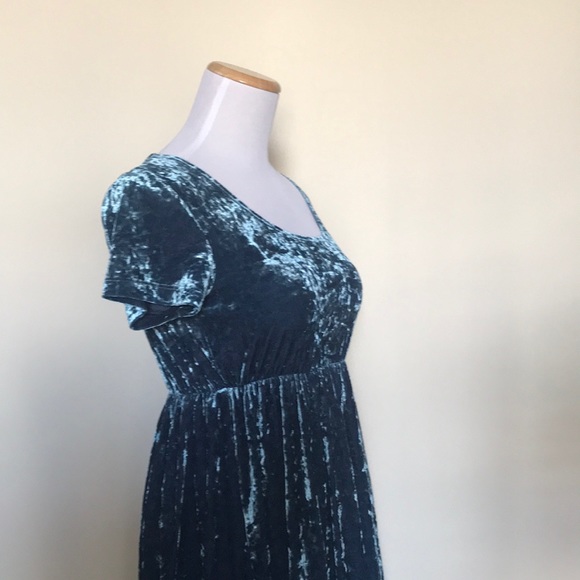 AA BLUE Velvet Babydoll Mini Dress M - Picture 4 of 5